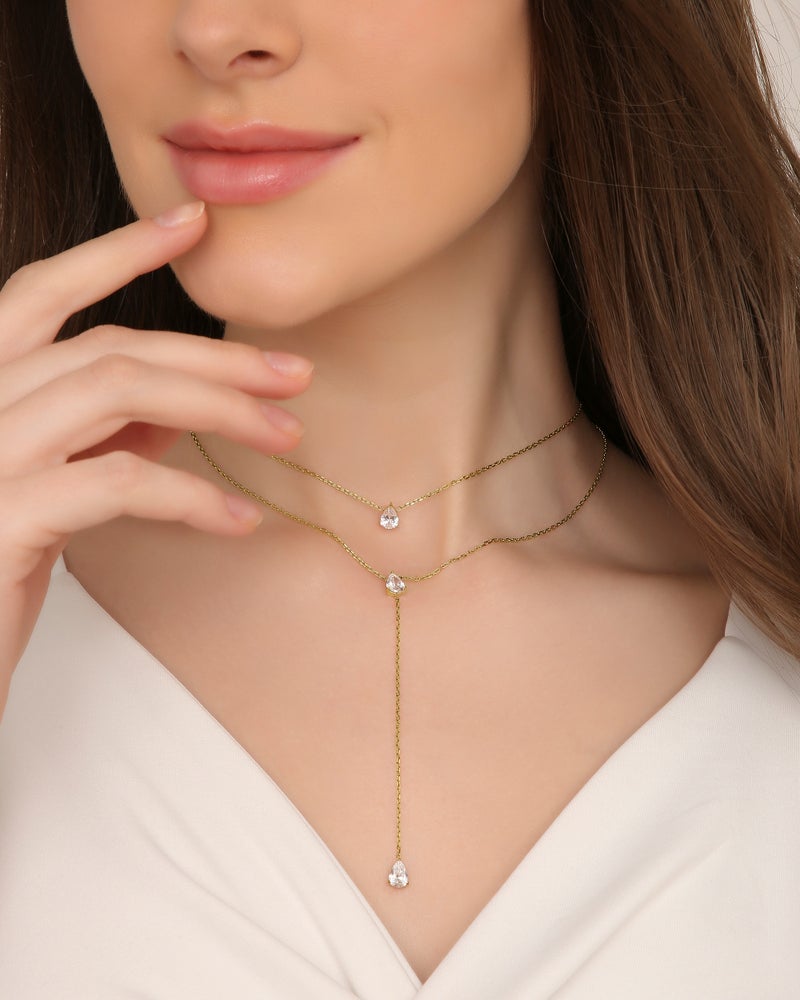 TAAHIRA Double Layered Zirconia Necklace - Image 4